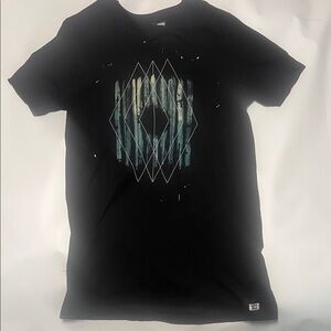 Geometric Black Tee with Blue Accents